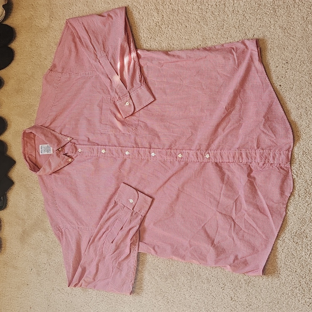 Men's red button up shirt